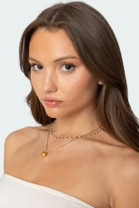 Heart & Pearl Layered Necklace from Edikted