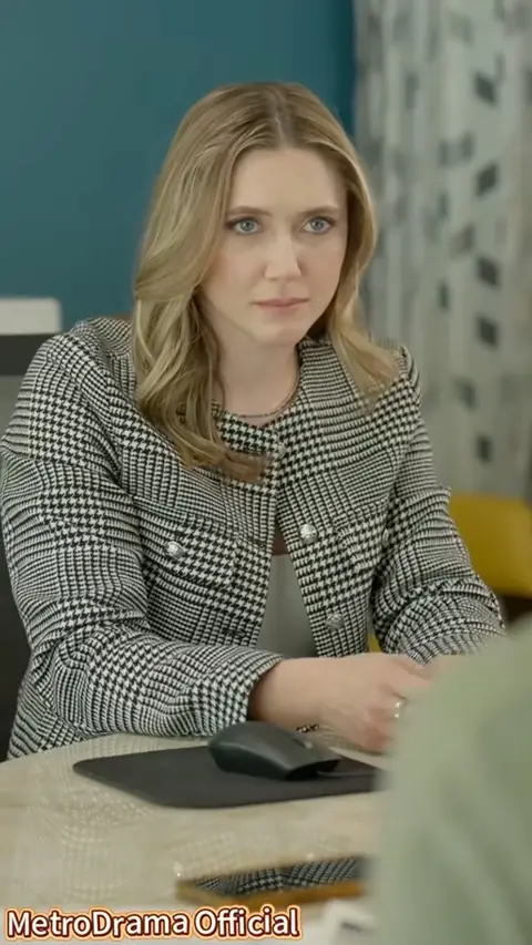 Black and white houndstooth jacket with silver buttons, still at 40:43 in I Hired My Enemy as a Bodyguard