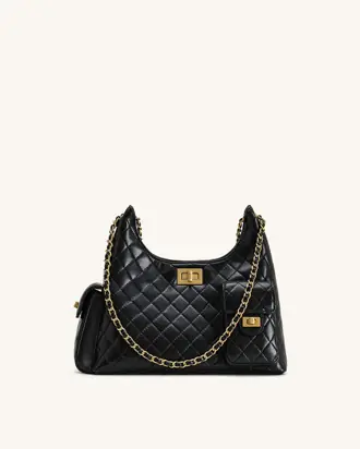 Vivian Quilted Chain Shoulder Bag - Black from JW PEI