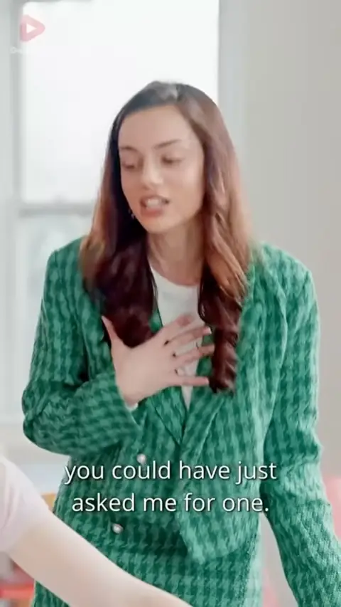Green houndstooth blazer over a white tee, still at 24:53 in The Ruthless Mafia Heir Never Loved Anyone, Until He Met Me