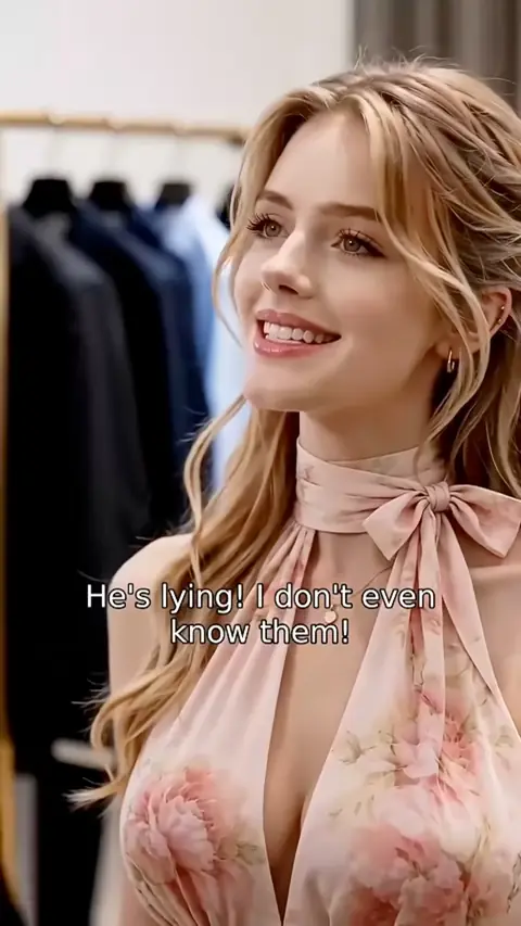 Blush floral tie-neck halter top with gold hoops, in Left at the Altar, She Married the First Man She Saw, a Billionaire