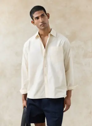 Dali Relaxed Poplin Shirt | Cotton | Cream from Percival
