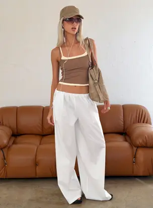 Lunea Concealed Waistband Pants White Petite from Princess Polly