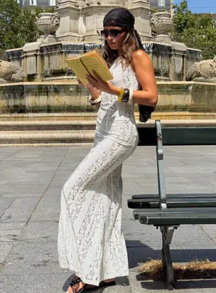Laurenza Sheer Lace Maxi Dress Off White from Princess Polly