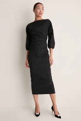 Black Moire Ezra Midi Dress from Tuckernuck