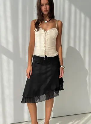 Rosemead Satin Midi Skirt Black from Princess Polly
