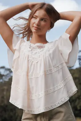 Galatea Lace Insert Top - Cream from Petal & Pup