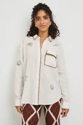 SAYA SHIRT - WHITE MARINE EMBROIDERY from Rails