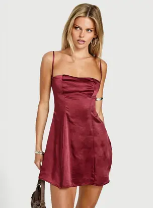 Easy To Love Mini Dress Burgundy from Princess Polly