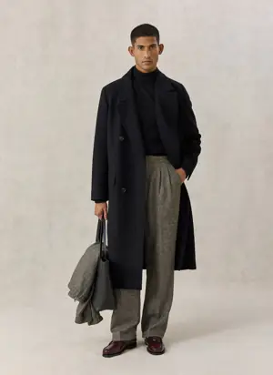 Double Breasted Overcoat | Wool | Black from Percival