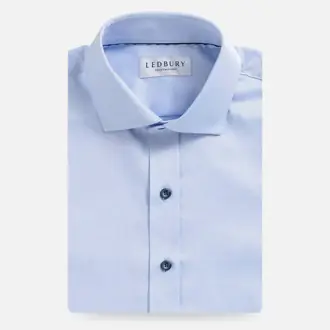 The Light Blue Sanders Non Iron Fine Twill with Blue Buttons Custom Shirt from Ledbury