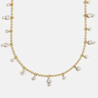 Joelle 18K Gold Crystal Necklace - Gold/Pavé from BaubleBar