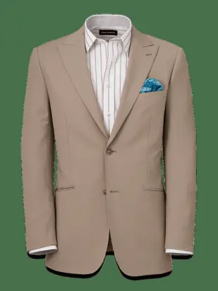 Wool Stretch Bengaline Peak Lapel Suit Jacket - Light Tan from Paul Fredrick