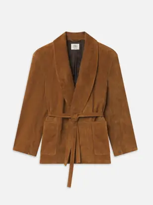 The Ritz Suede Smoking Jacket -- Tan Brown from FRAME