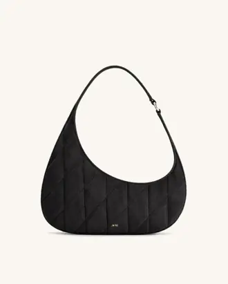 Harlee Faux Suede Quilted Shoulder Bag - Ink Black from JW PEI