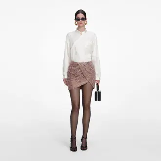 Cream Satin Jacquard Blouse from Self-Portrait