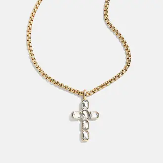 Mara Cross Necklace - Bezel Cross from BaubleBar