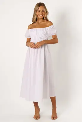 Sofia Off Shoulder Maxi Dress - White from Petal & Pup