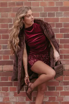 Nissa Velvet Top - Burgundy from Petal & Pup