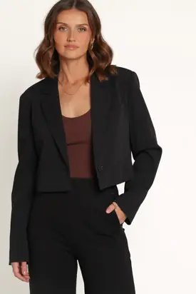 Drapey Cropped Single Button Blazer - Black from Petal & Pup
