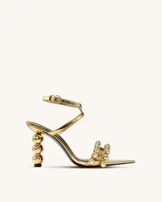 Mia Strappy High Heels With Beaded Detail - Gold from JW PEI