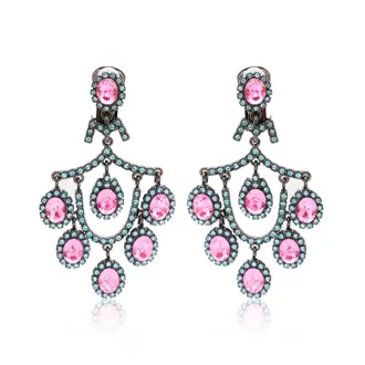 Aqua & Rose Pink Chandelier Earrings from Kenneth Jay Lane