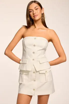 Eva Cotton Tailored Strapless Top | IVORY from Ramy Brook