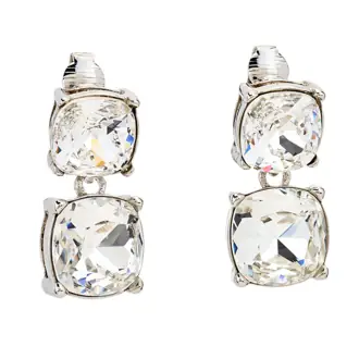 Square Crystal Drop Clip Earrings from Kenneth Jay Lane