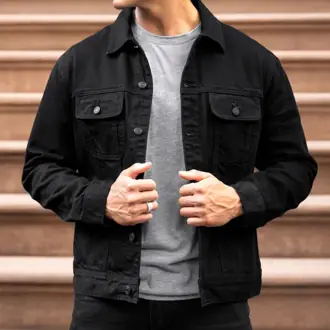 Denim Trucker Jacket | Pitch Black from Thursday