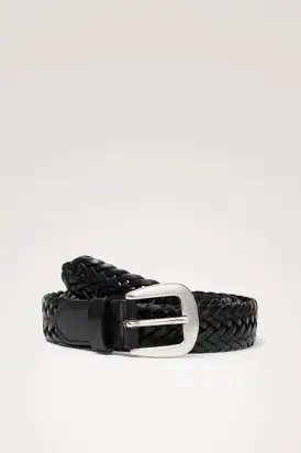 LIGURIA BELT - WOVEN BLACK LEATHER from Rails
