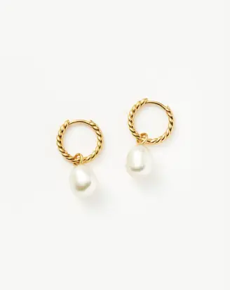 Pearl Twisted Small Drop Hoop Earrings | Gold Plated Vermeil/Pearl from Missoma