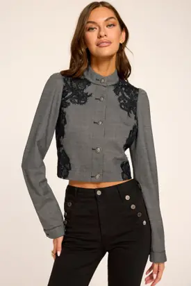 Elsa Houndstooth Embellished Jacket from Ramy Brook