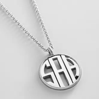 Monogram Custom Pendant Necklace - Horizontal - Silver from BaubleBar