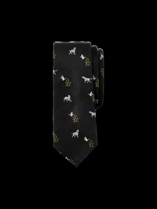 Dog Motif Woven Silk Tie - Black Multi from Paul Fredrick