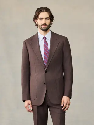 Brown Puppytooth Wool Suit Jacket from The Black Tux