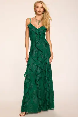 Penelope Ruffled Jacquard Gown from Ramy Brook