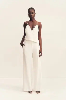 TOILE LINEN LACE WIDE LEG PANT - IVORY from Shona Joy