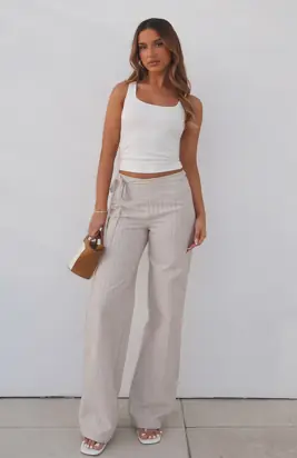 Won't Look Back Straight Leg Pants Beige from White Fox