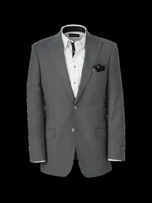 Wool Stretch Bengaline Peak Lapel Suit Jacket - Grey from Paul Fredrick