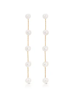 Dripping Pearl Delicate Drop Earrings from Ettika