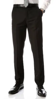 Ferrecci Men's Halo Black Slim Fit Flat-Front Dress Pants from Suit Studio