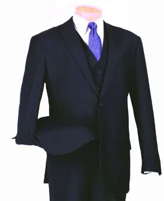 Three Piece Classic Fit Vested Suit Color Navy from Suit Studio