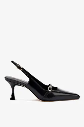 Ines Pump In Black Leather from Larroudé