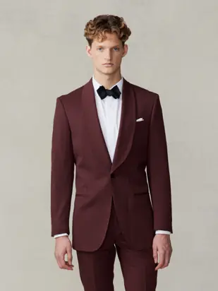 Burgundy Twill Shawl Tuxedo Jacket from The Black Tux