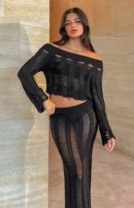 Lennox Black Ladder Knit Top from Beginning Boutique